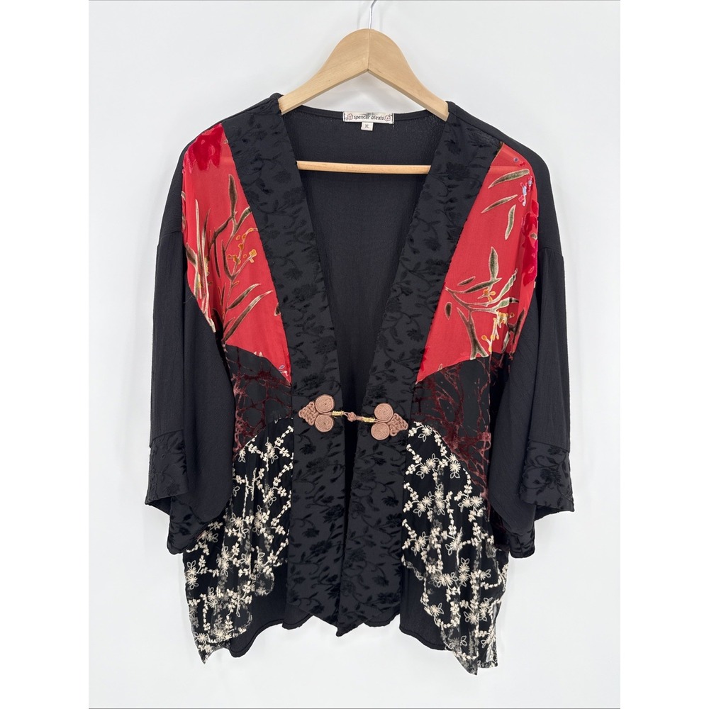 Vintage Spencer Alexis Women's Kimono Topper Blouse Size XL Art To Wear USA